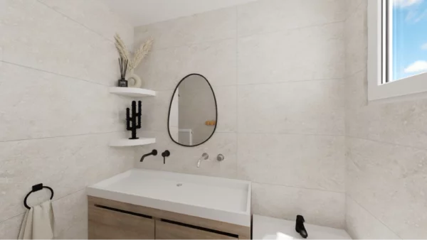 cactus porte bijoux noir dans une salle de bain