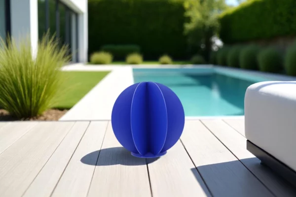 cactus metal boule bleu en exterieur