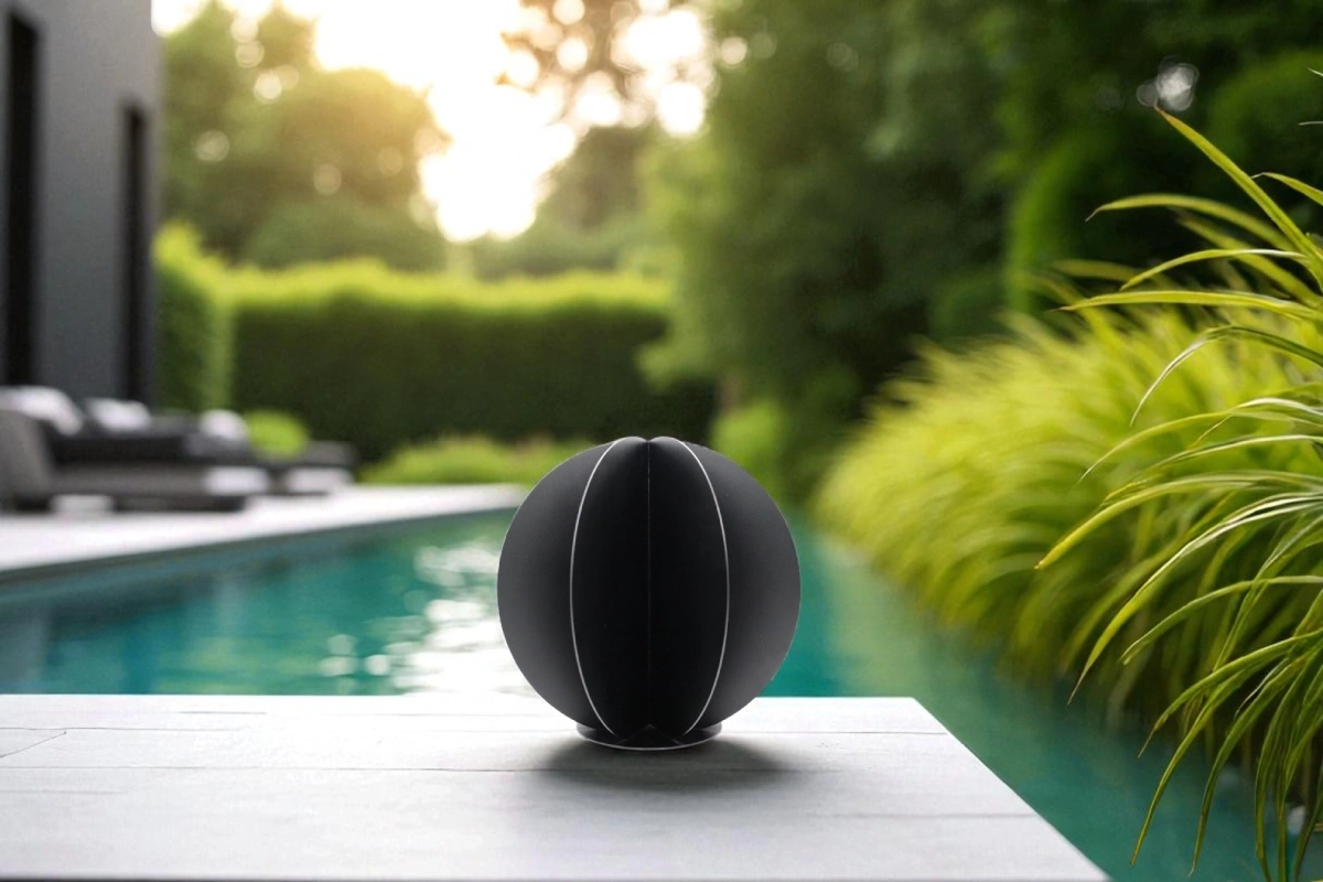 boule-noir cactus metal boule noir en exterieur