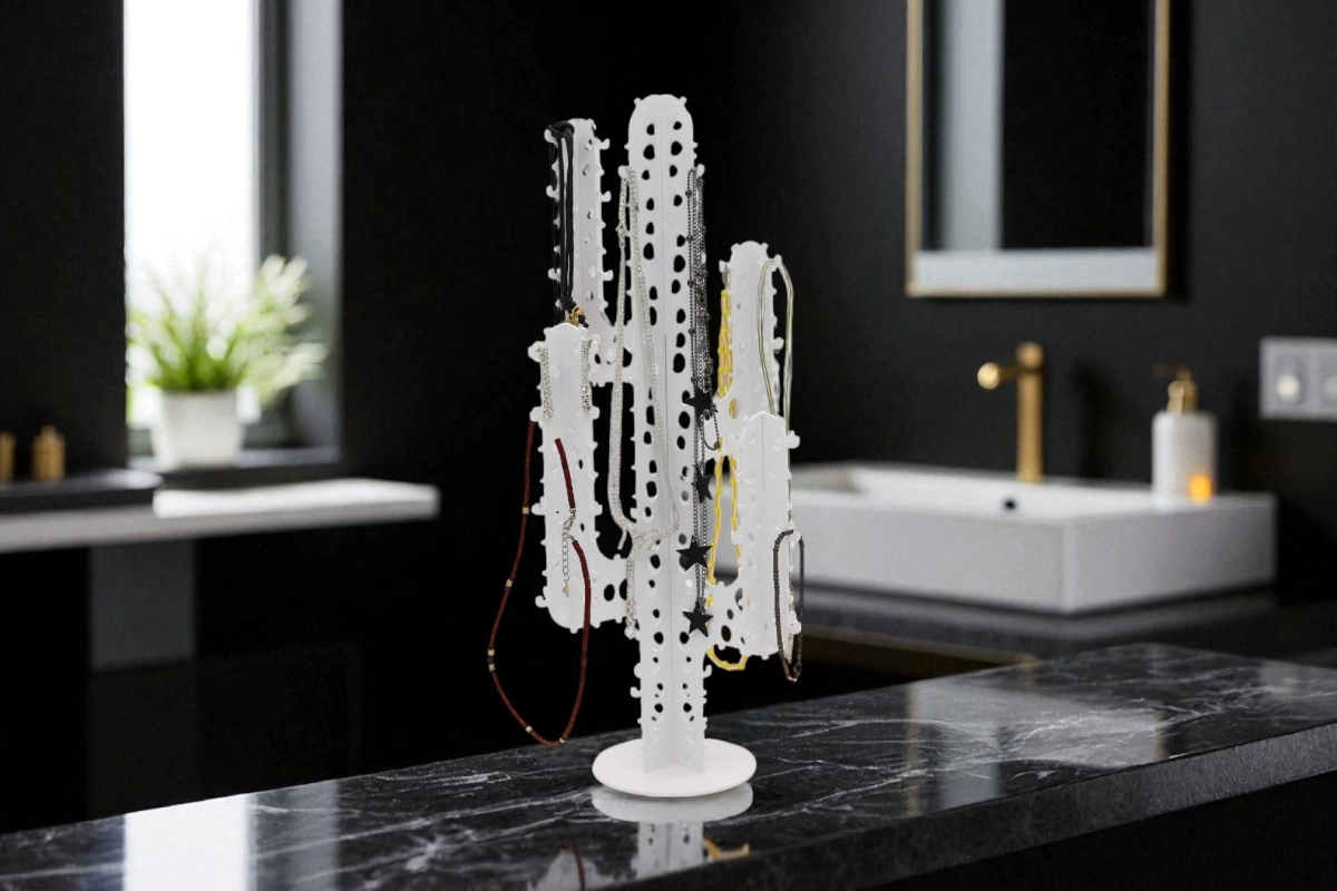 Cactus porte bijoux blanc avec trous cactus porte bijoux blanc troué dans une salle de bain