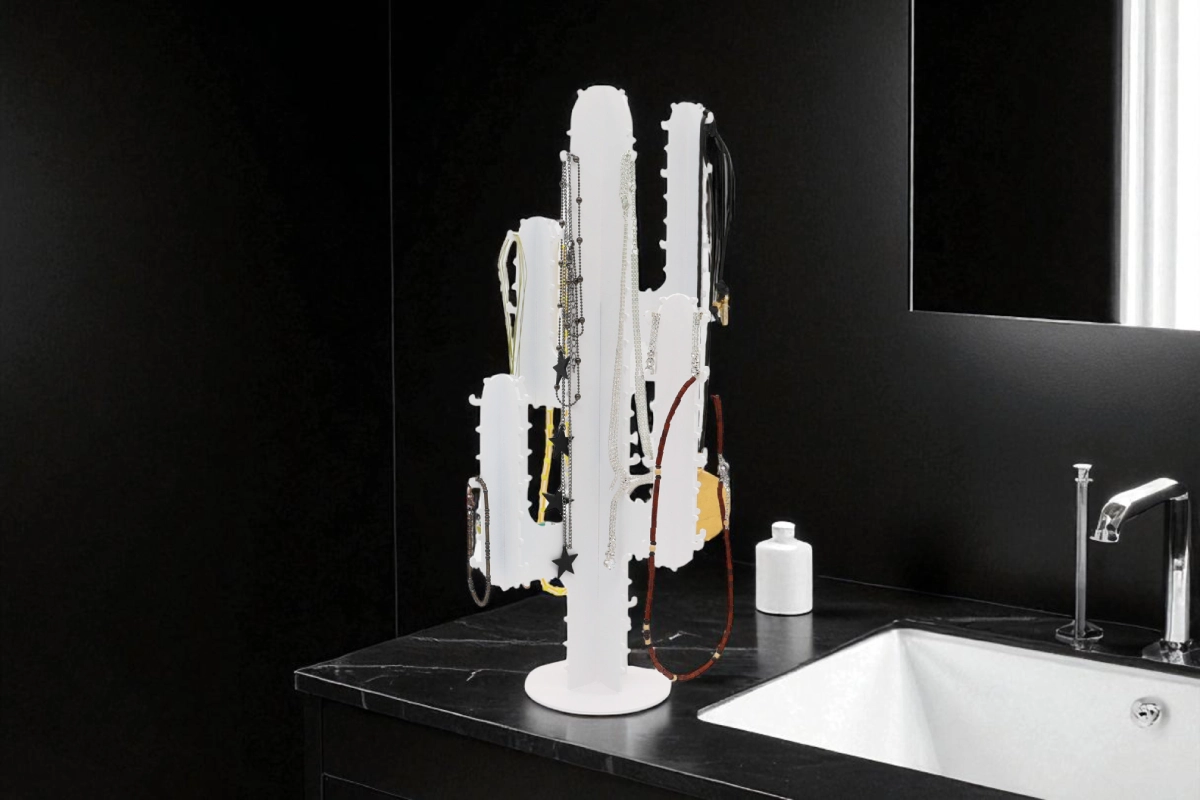 Cactus porte bijoux blanc sans trous cactus porte bijoux blanc dans une salle de bain