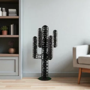 cactus metal 6 branches bleu troué avec pics en interieur