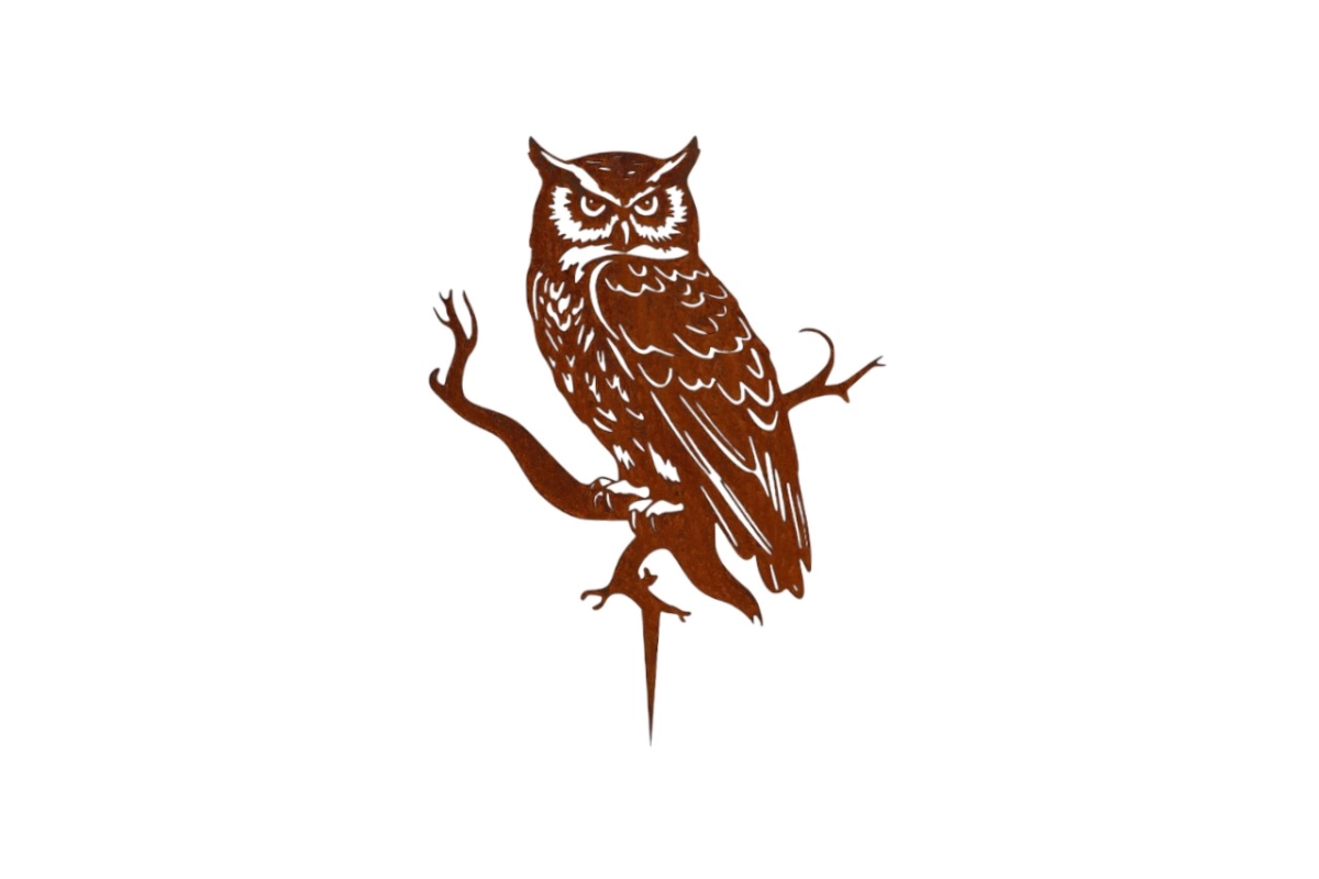 Silhouette de hiboux en acier corten sans fond