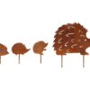 Silhouette d'une famille de hérisson en acier corten sans fond
