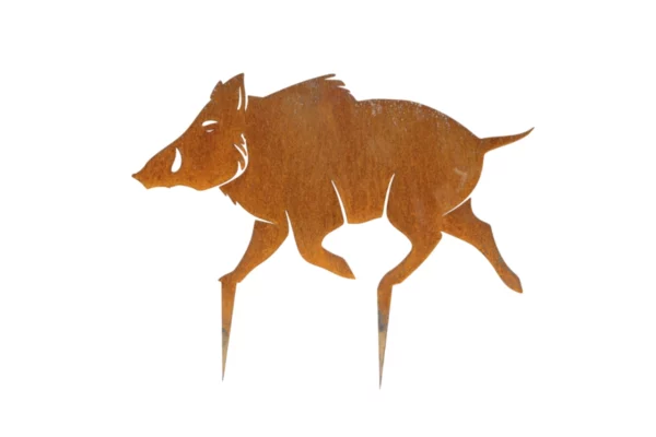 Silhouette d'animal en acier corten représentant un sanglier