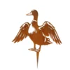 Silhouette d'animal en acier corten représentant un canard