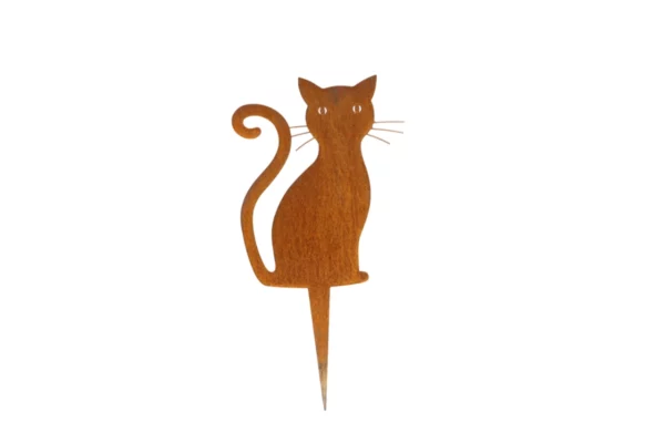 Shilouette d'animal en acier corten représentant un chat
