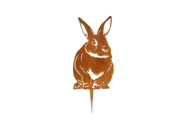 Silhouette d'animal en acier corten représentant un lapin