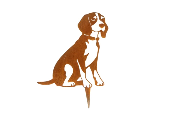 Silhouette d'animal en acier corten représentant un chien