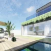 cactus metal boule vert fonce avec pics en exterieur