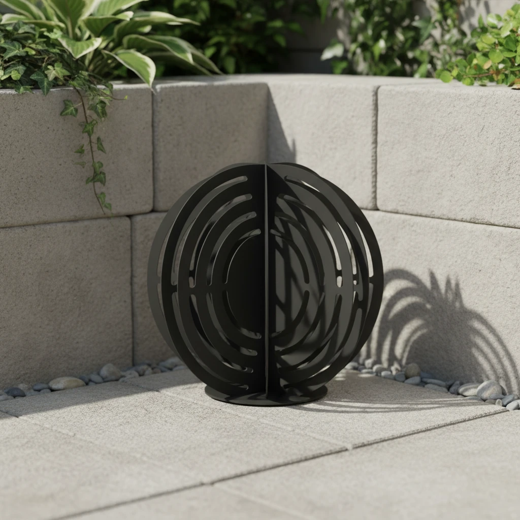 cactus metal boule noir avec trou en exterieur