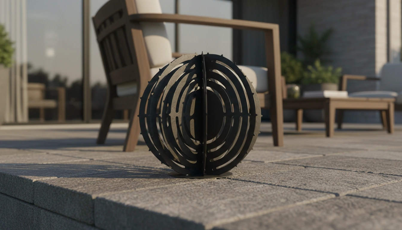 cactus metal boule noir troué avec pics en exterieur