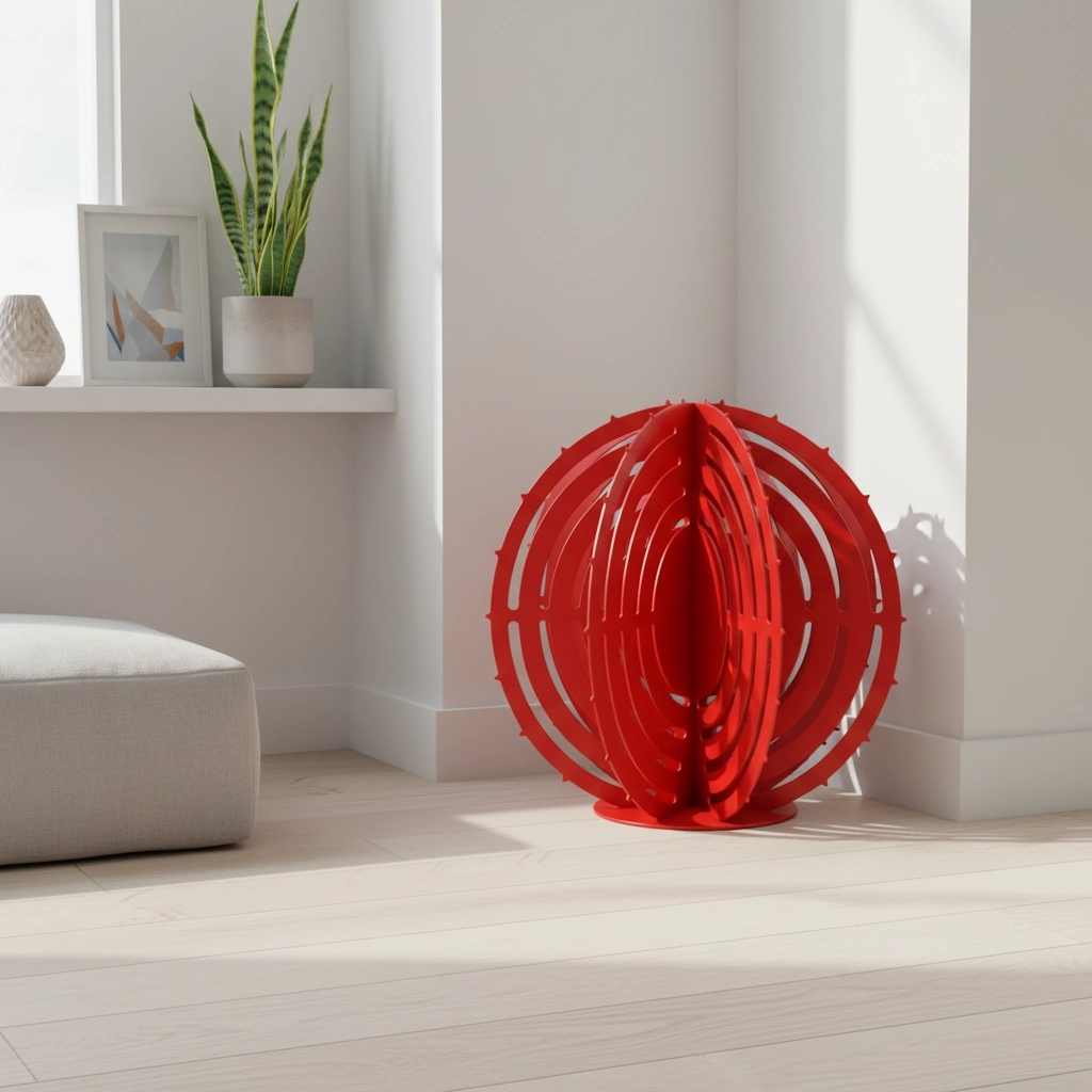cactus metal boule rouge troué avec pics en intérieur