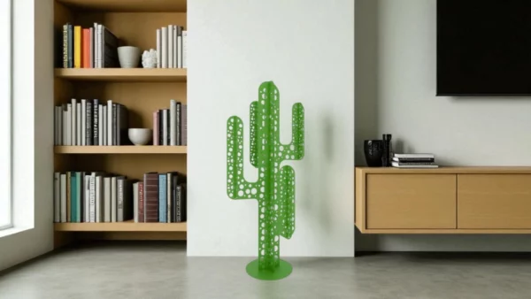 cactus metal 4 branches bleu vert en interieur