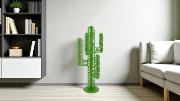 cactus metal 4 branches bleu vert en interieur