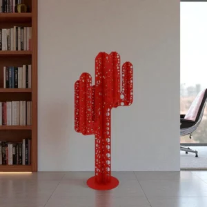 cactus metal 6 branches rouge troué en interieur