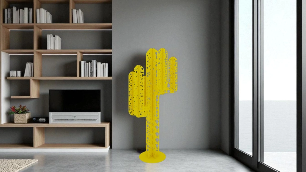 six-trous-jaune-interieur cactus metal 6 branches jaune troué en interieur