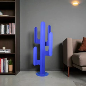 cactus metal 4 branches bleu en interieur