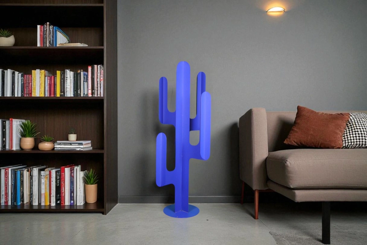 quatre-bleu-interieur cactus metal 4 branches bleu en interieur