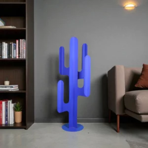cactus metal 4 branches bleu en interieur