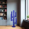 cactus metal 4 branches bleu troué avec pics en interieur