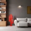 cactus metal 4 branches rouge avec pics en interieur