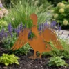 Silhouette d'animal en acier corten représentant un canard dans un jardin – Normandy Steel