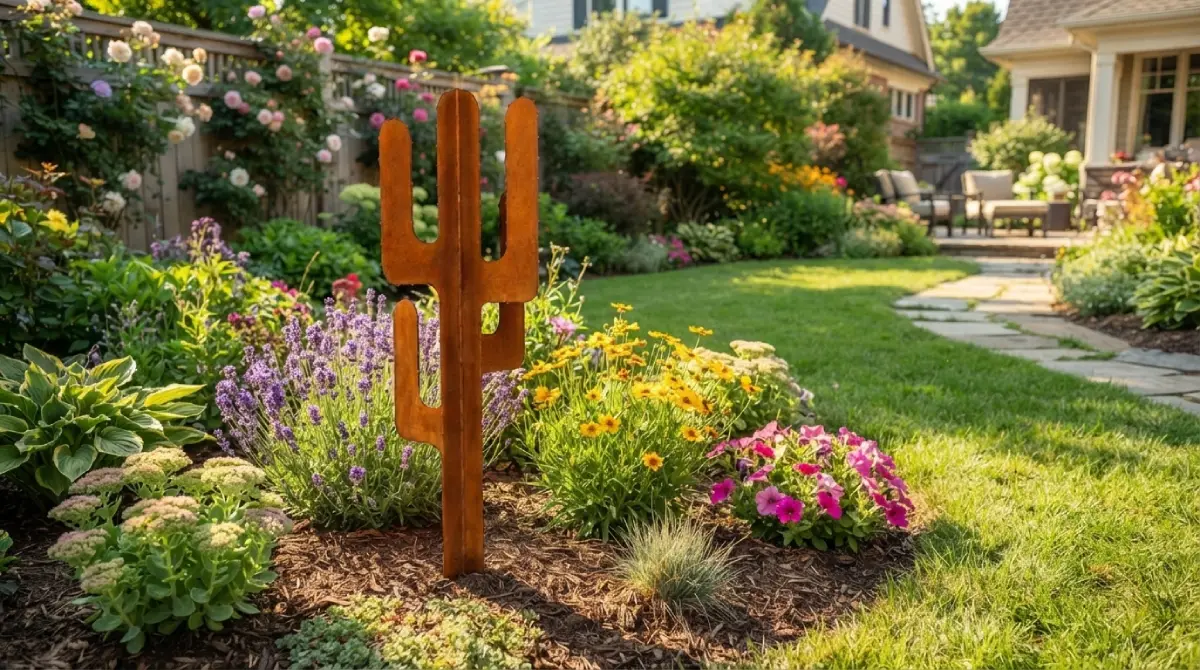 grand-picot-exterieur grand cactus en acier corten avec picots en exterieur – Normandy Steel