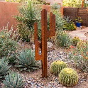 grand cactus en acier corten avec picots en exterieur – Normandy Steel
