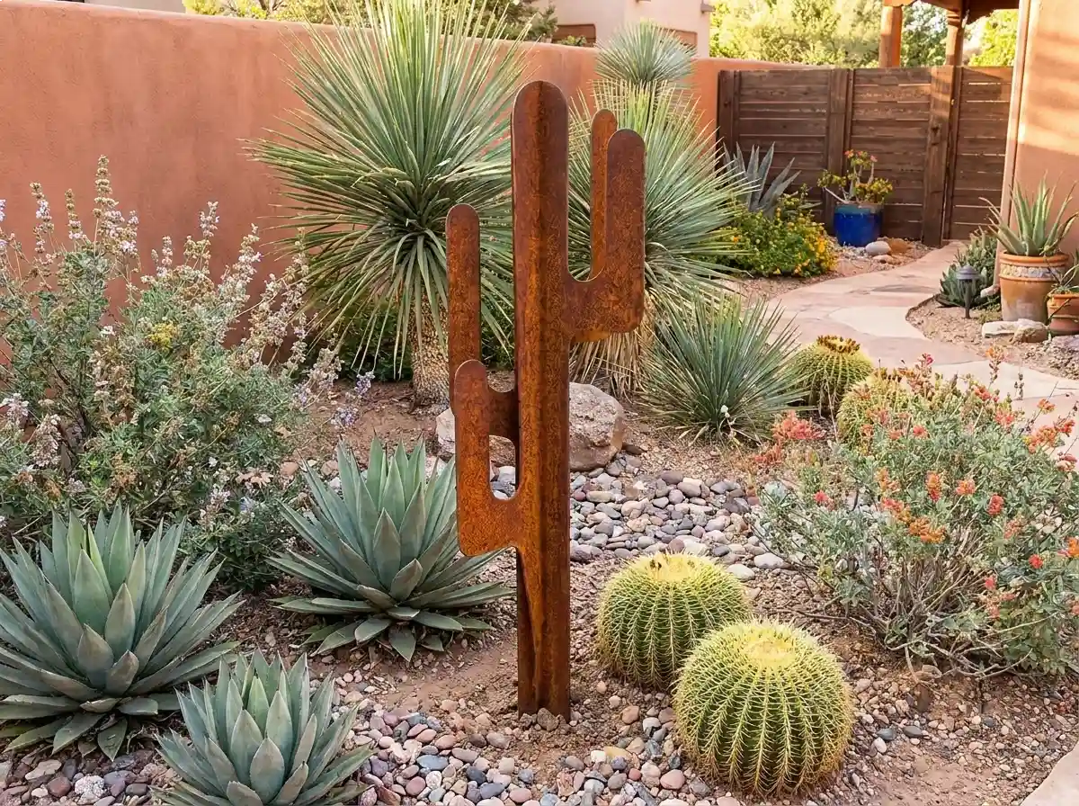 grand-picot-jardin grand cactus en acier corten avec picots en exterieur – Normandy Steel