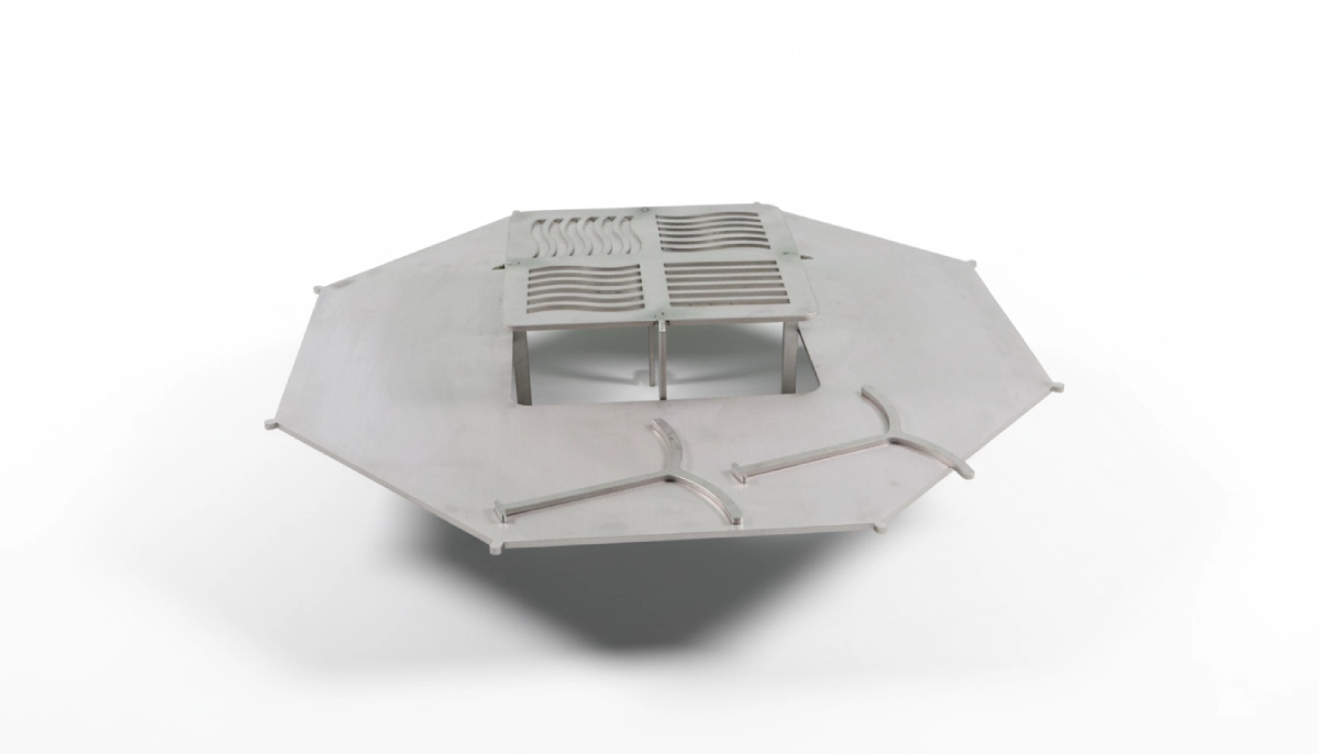 Extension barbecue pour brasero en acier corten en kit avec espace cuisson et rangement bois