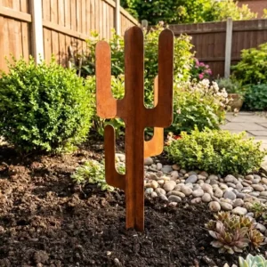 Petit cactus lisse en acier corten