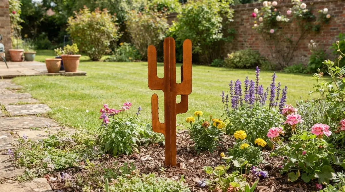 petit-picot-exterieur petit cactus en acier corten avec picots en extérieur – Normandy Steel