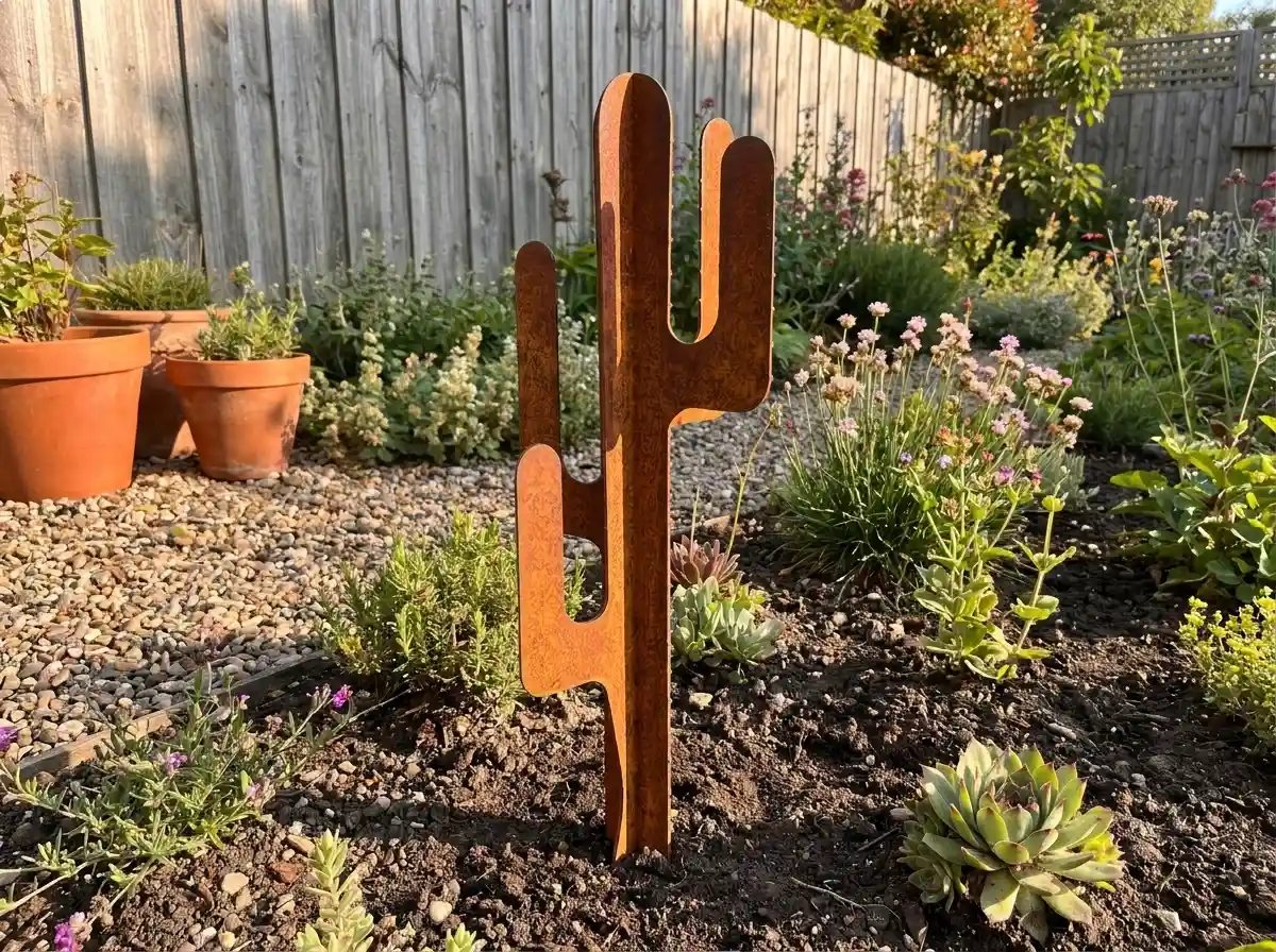 petit-picot-jardin petit cactus en acier corten avec picots en extérieur – Normandy Steel