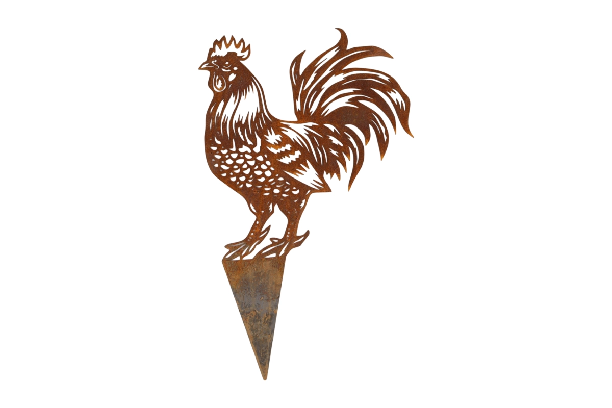 Shilouette d'animal en acier corten représentant un coq – Normandy Steel